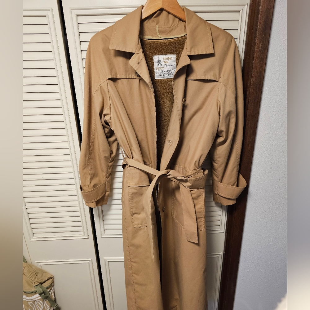 London Fog camel colored trench coat
